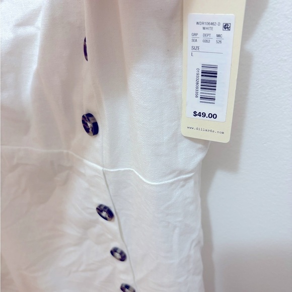 Copper Key White Linen Button Front Sundress Size Large - Picture 2 of 4